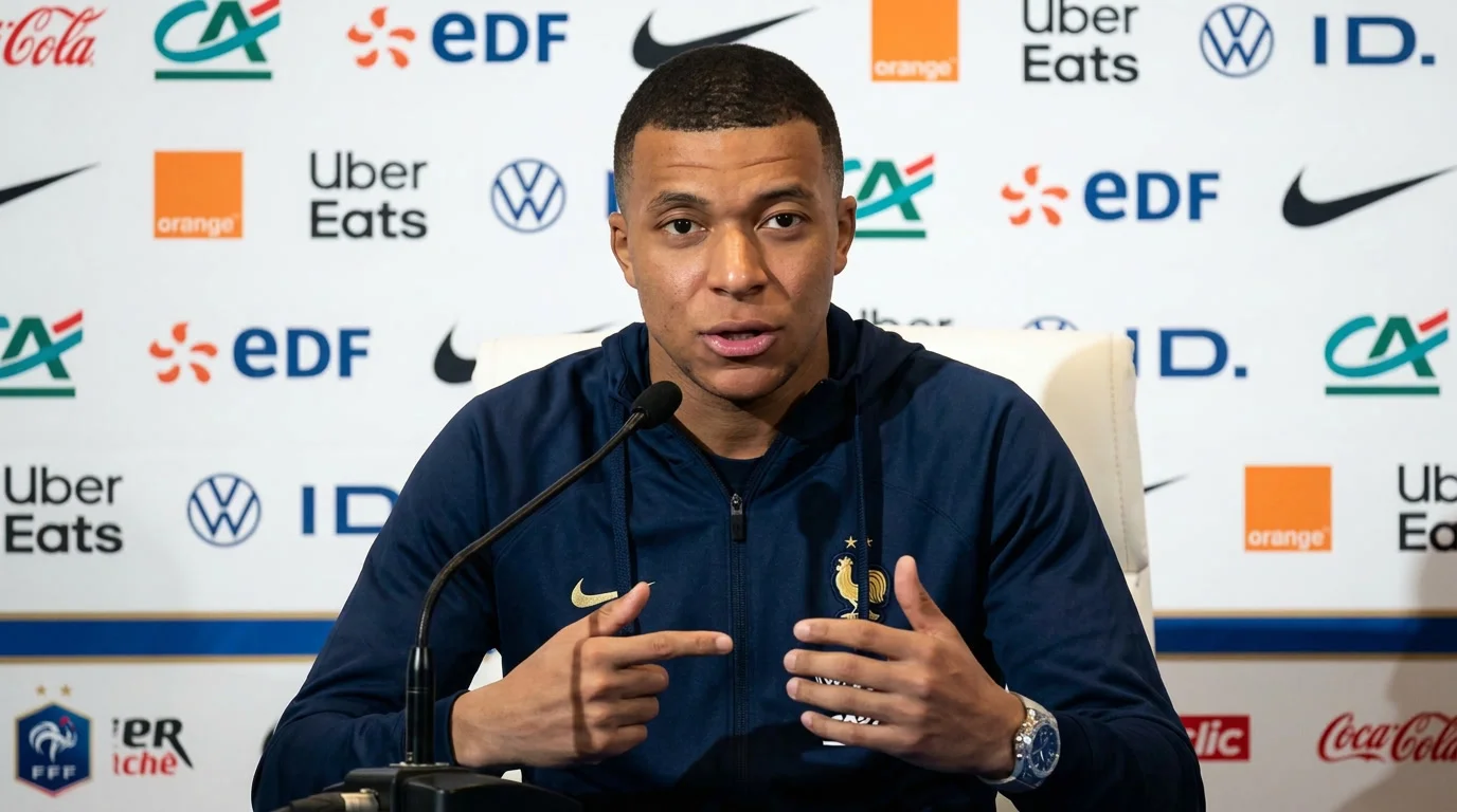 Mbappé en gros plan pendant l’interview